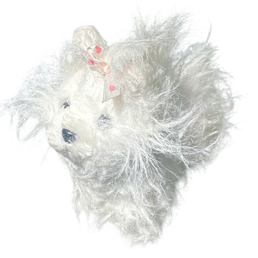 Ganz webkinz White Yorkie Plush Dog HM070 Fluffy Stuffed Animal Bow